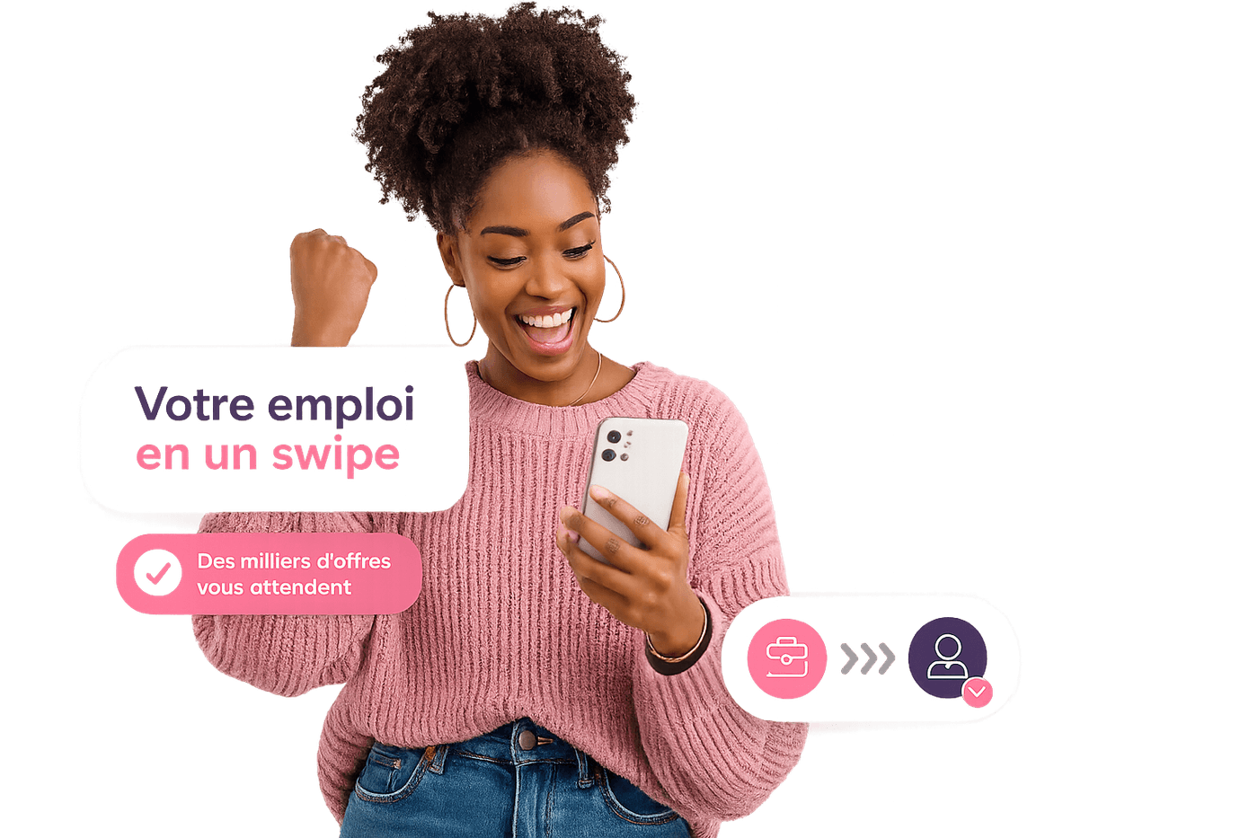 Une candidate consulte les offres Worka sur son téléphone